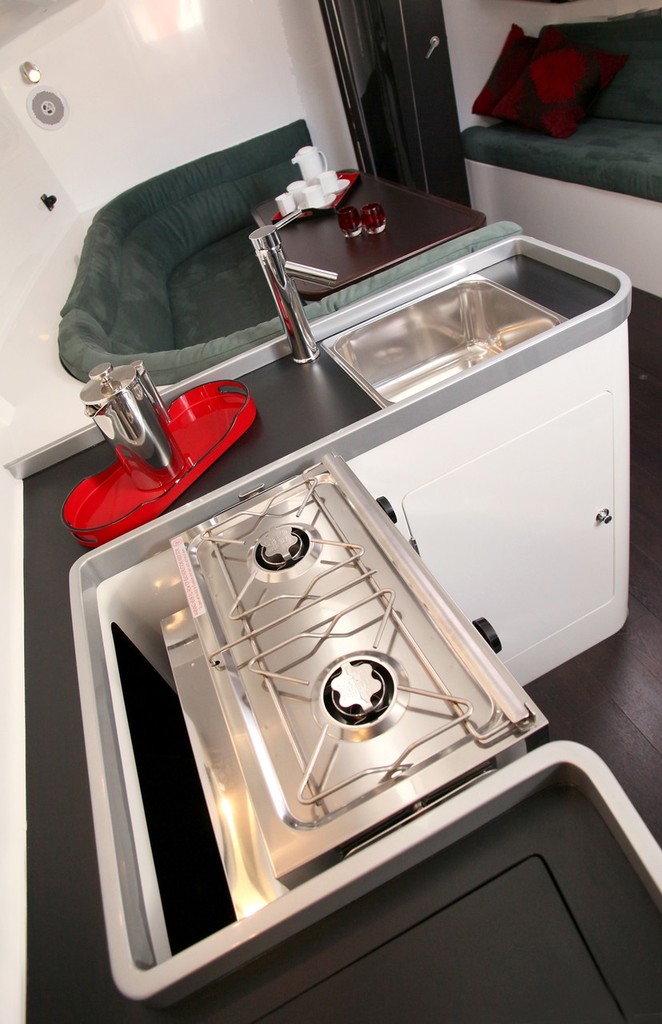 Galley and lounge seat with table - GTS43  © Crosbie Lorimer http://www.crosbielorimer.com